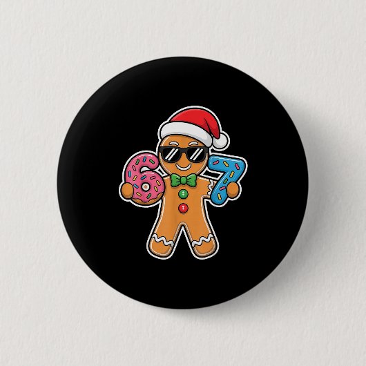 Badge Rond 5 Cm Six Seven Gingerbread 67 Funny Christmas Boys Kids (Devant)