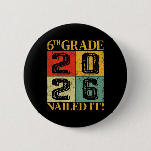 Badge Rond 5 Cm Sixième 6e année diplômé 2026 Rétro École primaire