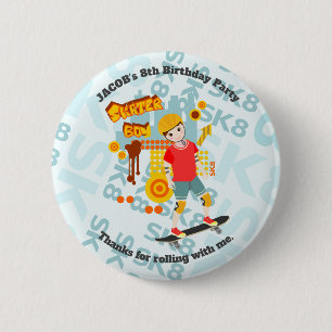 Badge Rond 5 Cm Skate Park Fun Boy Fête d'anniversaire