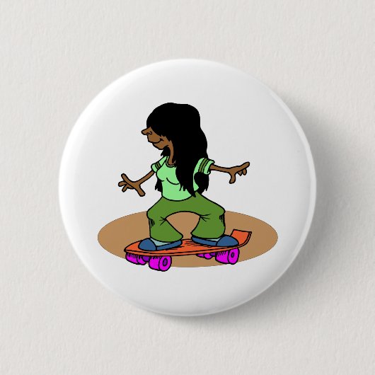 Badge Rond 5 Cm Skateboard Femme Skateboard Fun Skateboard (Devant)