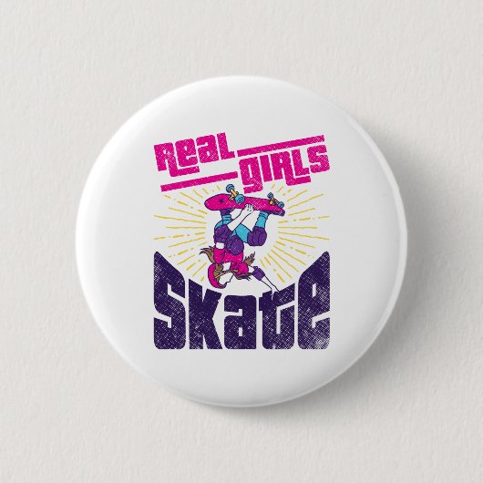Badge Rond 5 Cm Skateboard Real Girls Patinage (Devant)