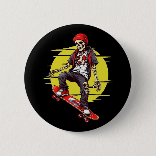 Badge Rond 5 Cm Skateboard Skeleton (Devant)