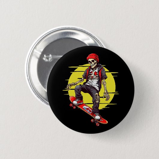 Badge Rond 5 Cm Skateboard Skeleton (Devant & derrière)