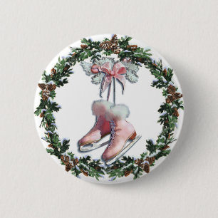 Badge Rond 5 Cm SKATES DE GLACE & WREATH par SHARON SHARPE