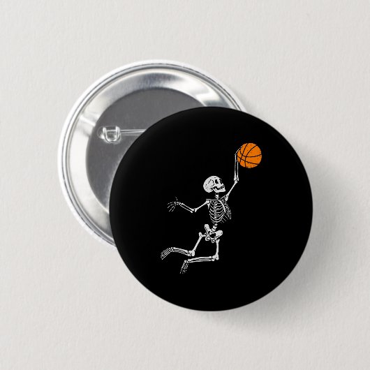 Badge Rond 5 Cm Skeleton Basketball Halloween Costume Mens Boys Te (Devant & derrière)