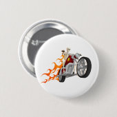 Badge Rond 5 Cm Skeleton Biker & Flames : (Devant & derrière)