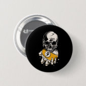 Badge Rond 5 Cm Skeleton Billard Ll Snooker Pool Billard Playe (Devant & derrière)