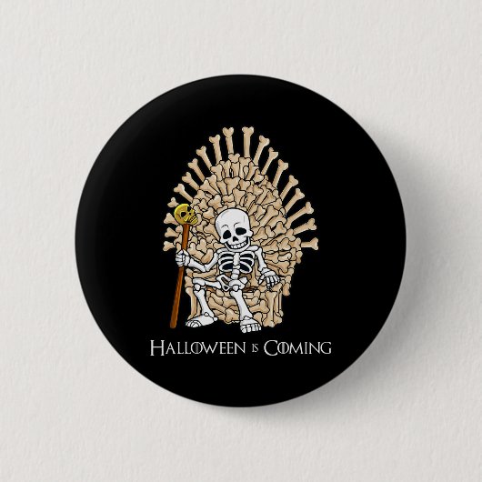Badge Rond 5 Cm Skeleton Bones Throne Fun Halloween Garçons Filles (Devant)