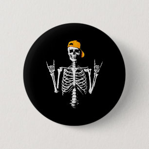 Badge Rond 5 Cm Skeleton Casquette Patinage Cool Halloween Punk Ro