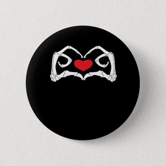 Badge Rond 5 Cm Skeleton Coeur Et Mains Drôle (Devant)