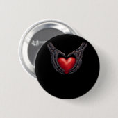 Badge Rond 5 Cm Skeleton Coeur main (Devant & derrière)