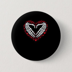 Badge Rond 5 Cm Skeleton Coeur main Valentines Jour Drôle Couple C