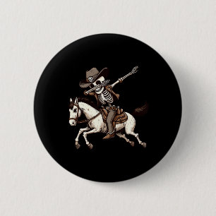 Badge Rond 5 Cm Skeleton Cowboy Halloween Costume Enfants garçons