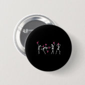Badge Rond 5 Cm Skeleton Dancing Nk Ribbon Breast Cancer Awareness (Devant & derrière)