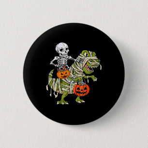 Badge Rond 5 Cm Skeleton équitation maman Dinosaur T rex Halloween