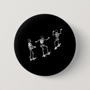 Badge Rond 5 Cm Skeleton Fun Skateboard Halloween Skateboard Sk