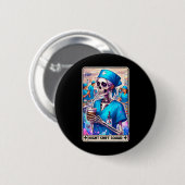 Badge Rond 5 Cm Skeleton Funny Tarot Card Nuit Shift Squad Hallow (Devant & derrière)