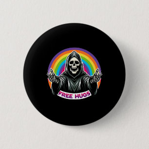 Badge Rond 5 Cm Skeleton Grim Reaper Halloween Funny Arc-en-ciel g