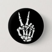 Badge Rond 5 Cm Skeleton Hand Peace Sign Cool Halloween (Devant)