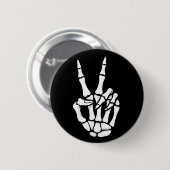 Badge Rond 5 Cm Skeleton Hand Peace Sign Cool Halloween (Devant & derrière)