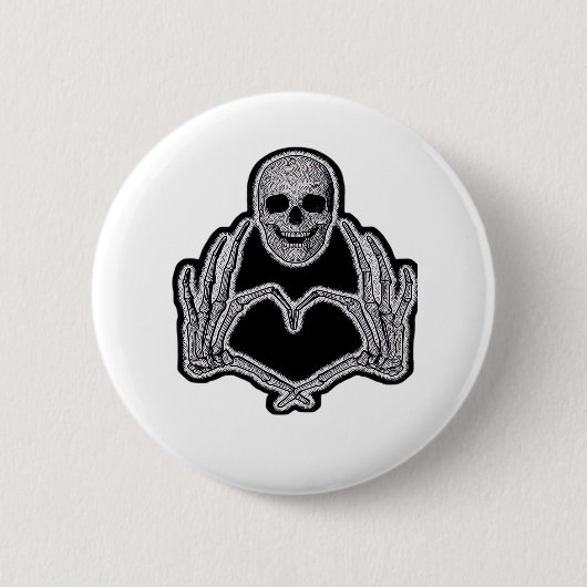 Badge Rond 5 Cm Skeleton Heart Hands Classic (Devant)
