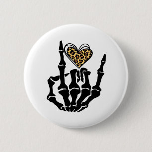 Badge Rond 5 Cm Skeleton Heart Hands Classic