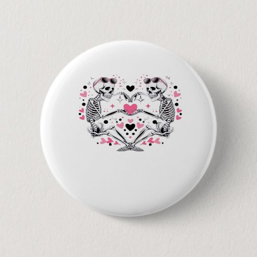 Badge Rond 5 Cm Skeleton Heart Mains Classique Viral (Devant)