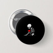 Badge Rond 5 Cm Skeleton Heart Valentines Emo Gothic Minimalist Ck (Devant & derrière)