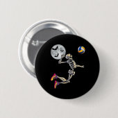 Badge Rond 5 Cm Skeleton Jouer au volleyball Joyeux Halloween Jour (Devant & derrière)