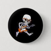 Badge Rond 5 Cm Skeleton Jouer Guitare Rock Et Roll Boys Enfants (Devant)