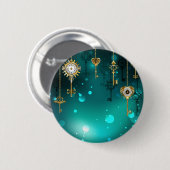 Badge Rond 5 Cm Skeleton Keys on Green Background (Devant & derrière)