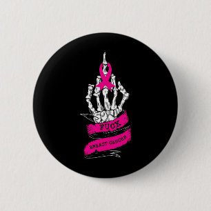 Badge Rond 5 Cm Skeleton Main Pour Pink Funny Cancer Du Sein