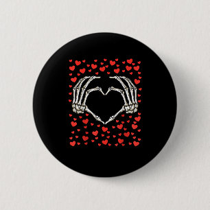 Badge Rond 5 Cm Skeleton Main Rouge Coeur Anniversaire Saint-Valen