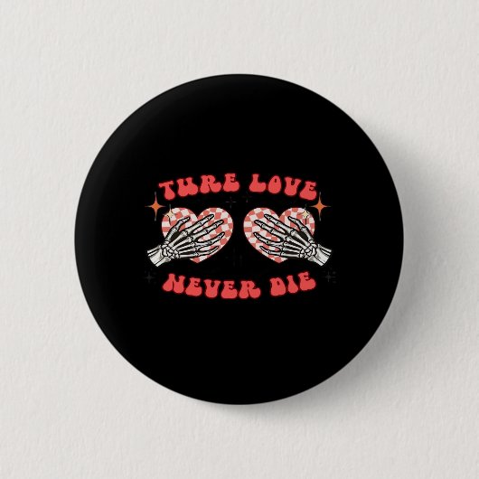 Badge Rond 5 Cm Skeleton Mains Coeur Design Classique (Devant)