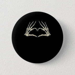 Badge Rond 5 Cm Skeleton Mains Coeur drôle Halloween Hommes Femmes