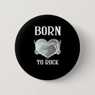 Badge Rond 5 Cm Skeleton Mains Grey Heart Graphic Pour Classique