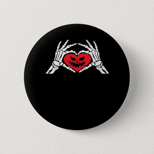 Badge Rond 5 Cm Skeleton Met Un Coeur Halloween Éffrayant (Devant)