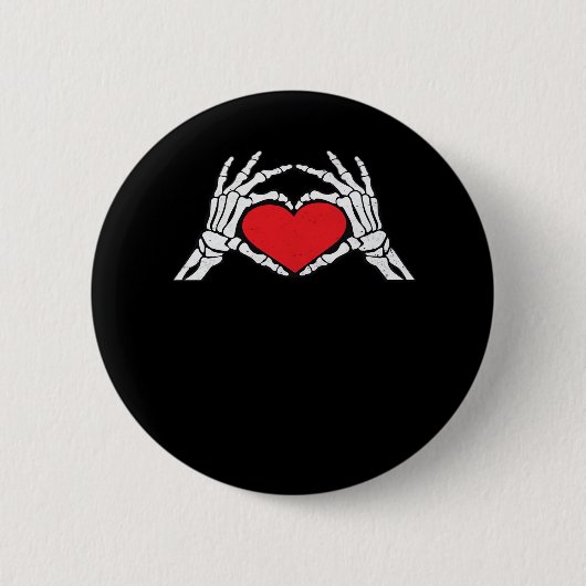 Badge Rond 5 Cm Skeleton Met Un Coeur Rouge Classique (Devant)
