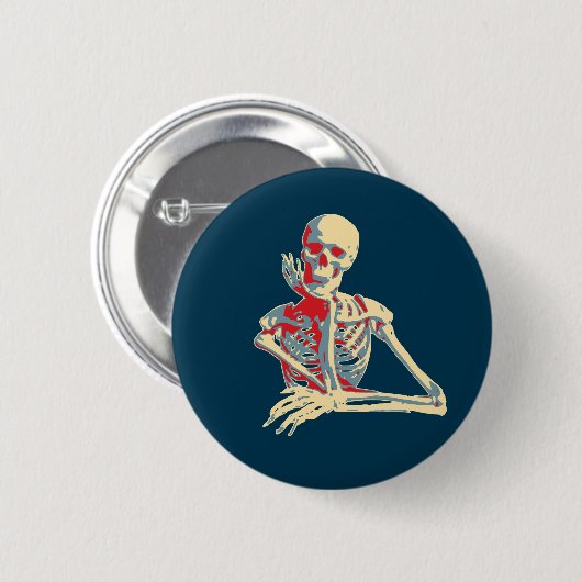 Badge Rond 5 Cm Skeleton rétro (Devant & derrière)