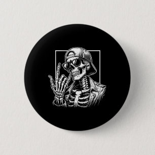 Badge Rond 5 Cm Skeleton Rock Halloween Costume Rocker Cool R