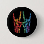 Badge Rond 5 Cm Skeleton Rock Main LGBTQ Rainbow Gay pride (Devant)