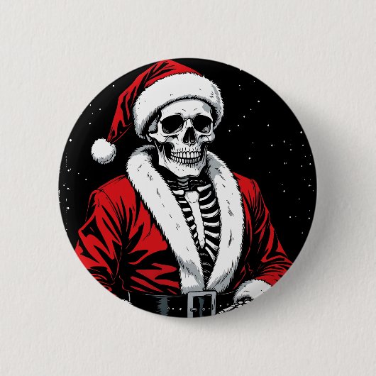 Badge Rond 5 Cm Skeleton Santa (Devant)