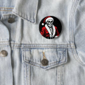 Badge Rond 5 Cm Skeleton Santa (En situation)
