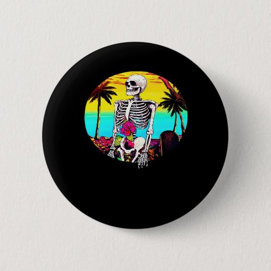 Badge Rond 5 Cm Skeleton Sortant De Sunset Beach Classic (Devant)