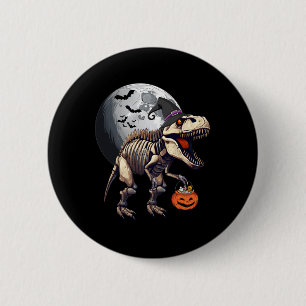 Badge Rond 5 Cm Skeleton T Rex Dinosaur Amusants Halloween Citroui