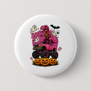 Badge Rond 5 Cm Skeleton T Rex Dinosaur Monster Truck Citrouille B