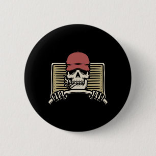 Badge Rond 5 Cm Skeleton Trucker Lazy Halloween Costume crâne Truc