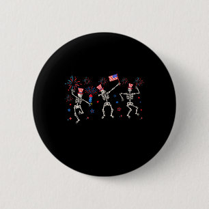 Badge Rond 5 Cm Skeletons De Danse Patriotique Drôle Quart Juillet