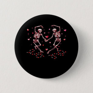Badge Rond 5 Cm Skeletons tenant les mains Coeur Valentines concep