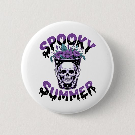 Badge Rond 5 Cm Skeletonsummerween été éffrayant (Devant)
